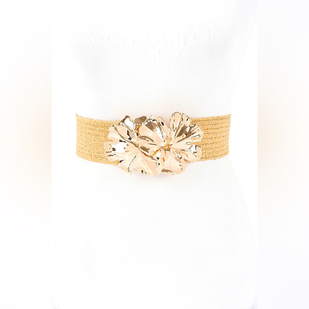 Plus Size Tan or Cream Raffia Straw Statement Belts
